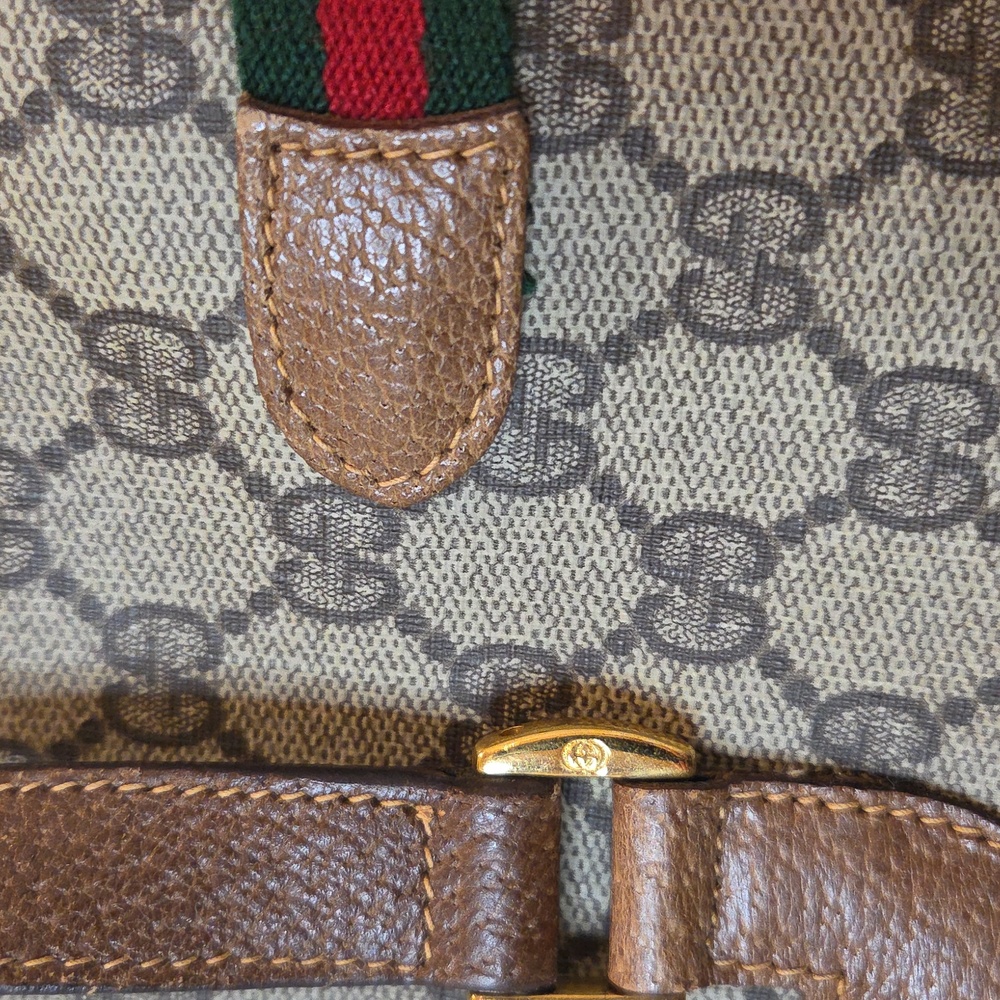GUCCI 1970's Accessories Collection coated canvas/leather/webbing large tote bag - Picture 10 of 17
